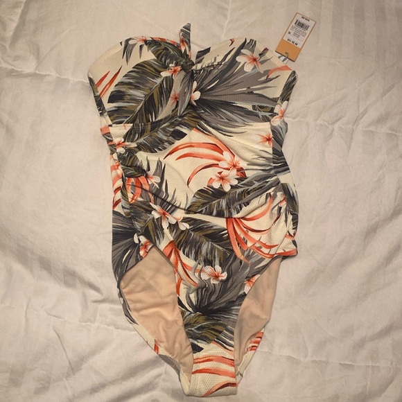 Kona Sol one piece medium 8 to 10 floral print bathing suit strapless slimming - Picture 3 of 13